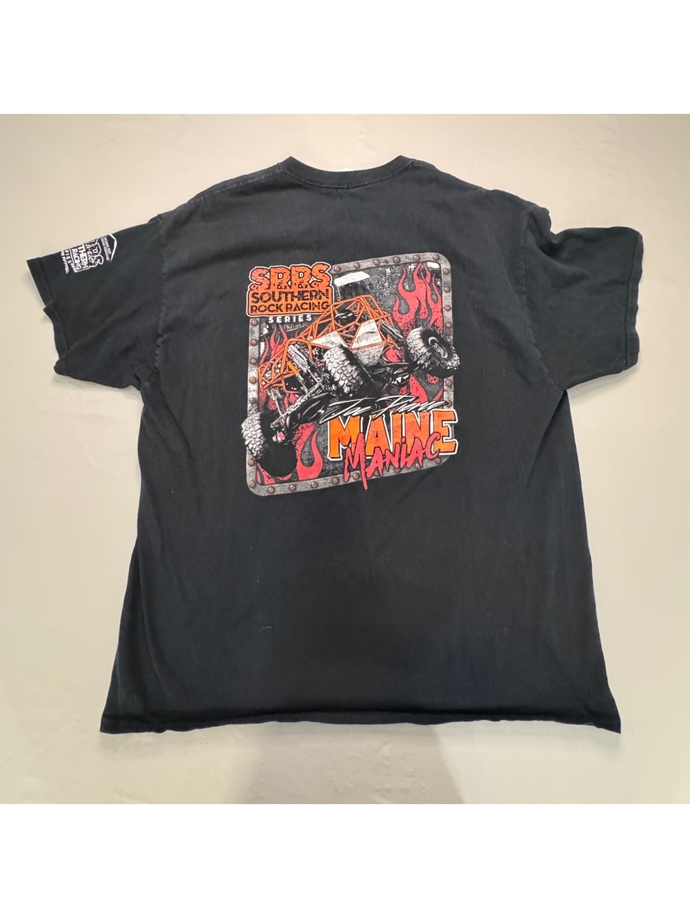 Vintage 90s SRRS Southern Rock Racing Maine Maniac Graphic Tee XL Black